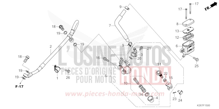 REAR BRAKE MASTER CYLINDER for MSX GROM A GAYETY RED (R310) from 2023